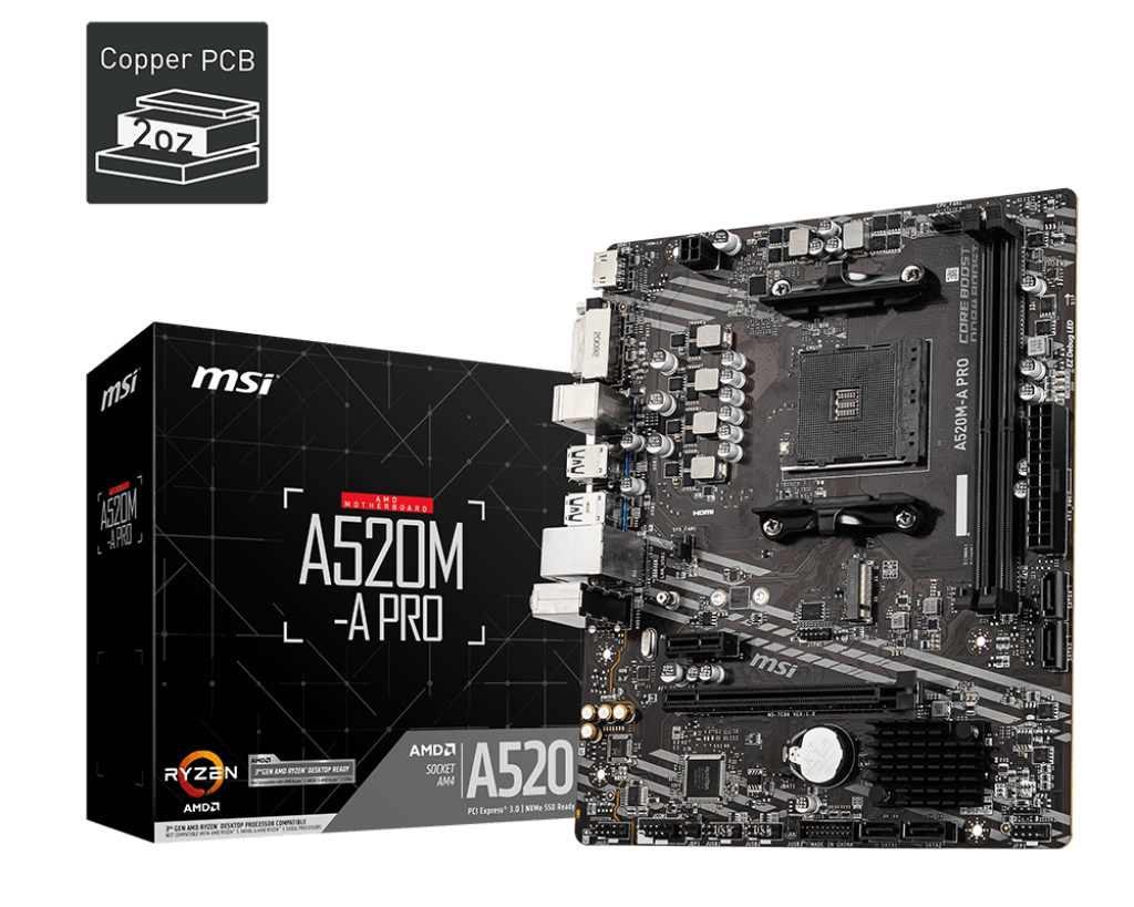 PLACA MÃE MSI A520M - A PRO AMD AM4 DDR4