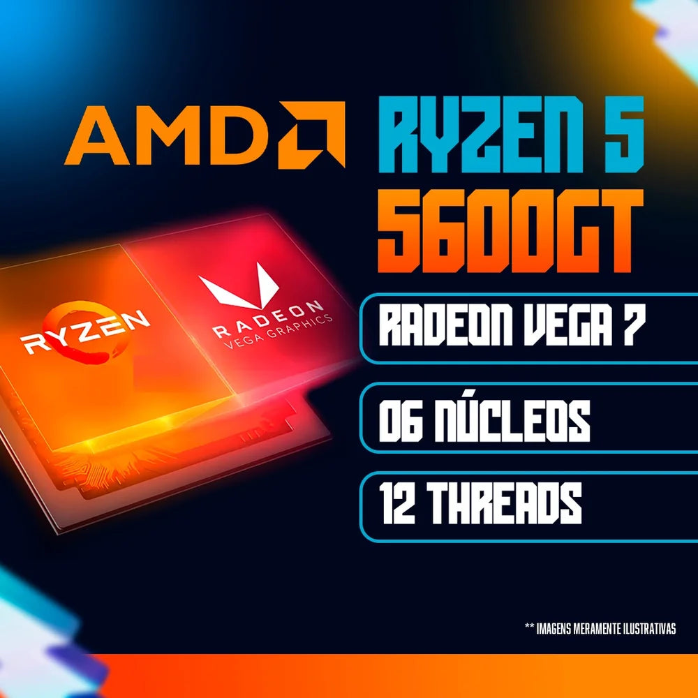 PC Gamer Jp informática RYZEN 5 5600GT | 32GB DE RAM | SSD 1TB | BLACK