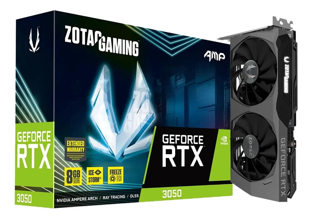 PLACA DE VIDEO RTX 3050 ZOTAC GEFORCE AMP, 8GB, GDDR6, 128-BIT